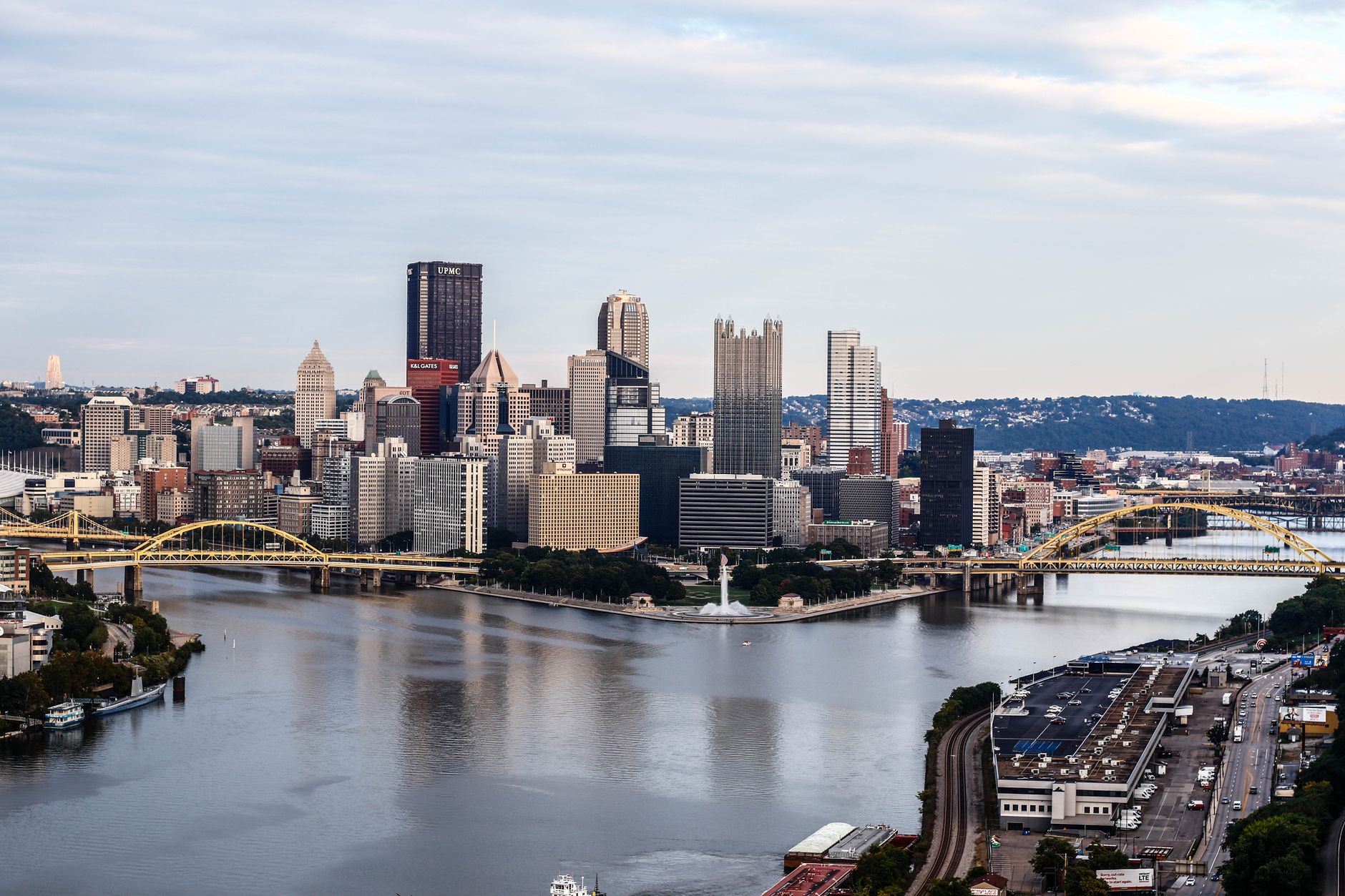The Pittsburgh skyline viewed across the rivers